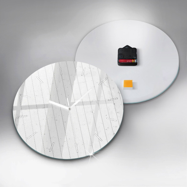 Round glass clock Wooden panels pattern