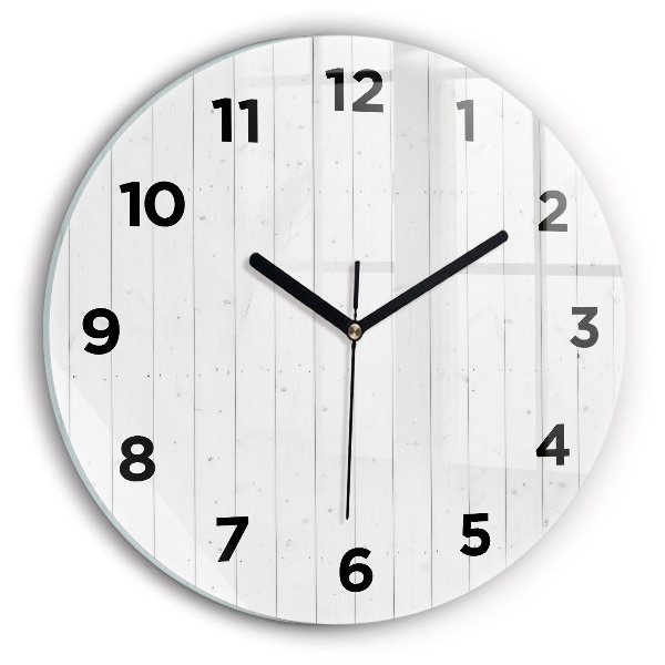 Round glass clock Wooden panels pattern