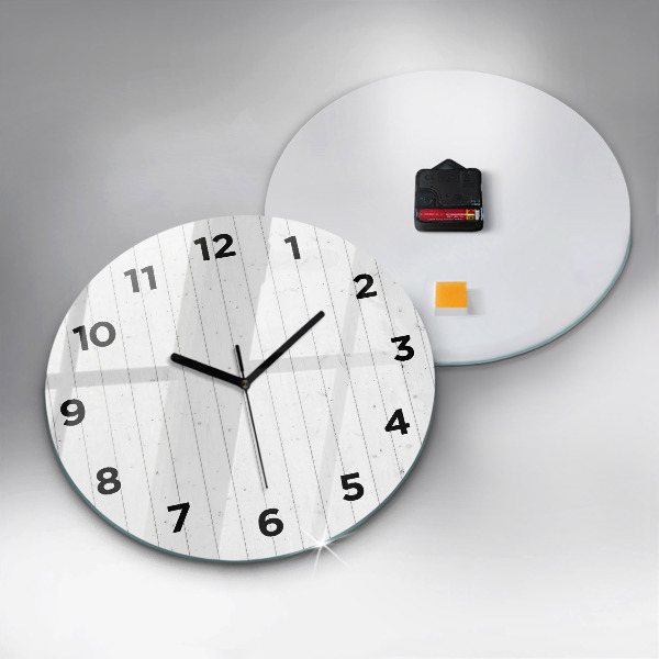 Round glass clock Wooden panels pattern