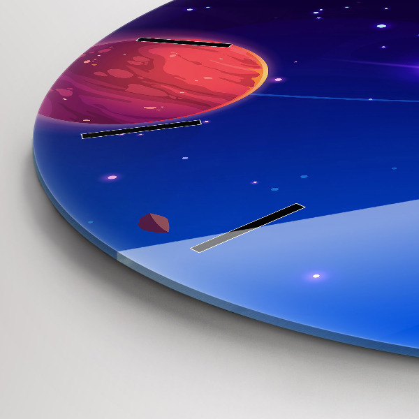 Round glass clock Planets galaxy