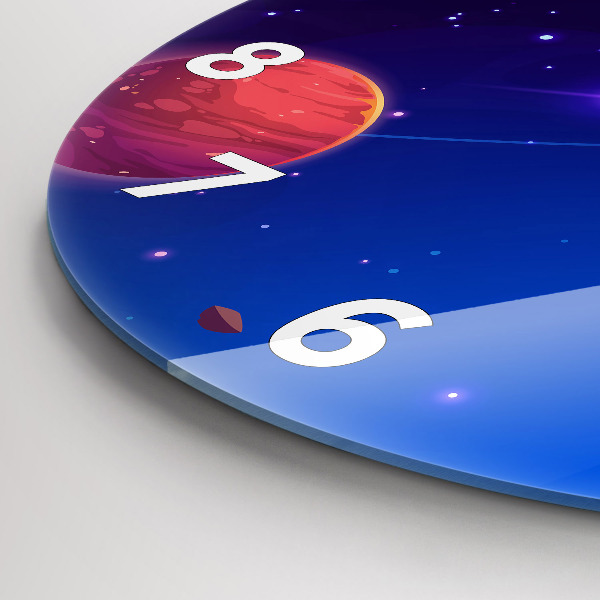 Round glass clock Planets galaxy