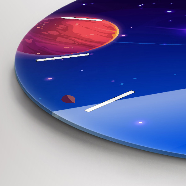 Round glass clock Planets galaxy