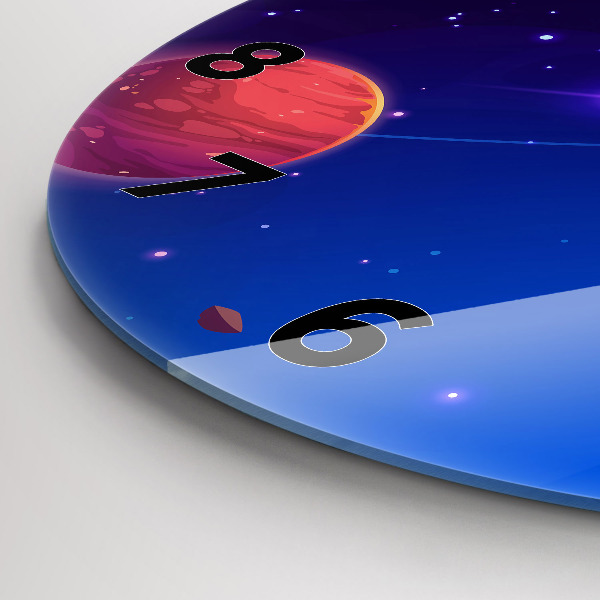 Round glass clock Planets galaxy