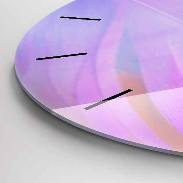 Round glass clock Colorful feathers