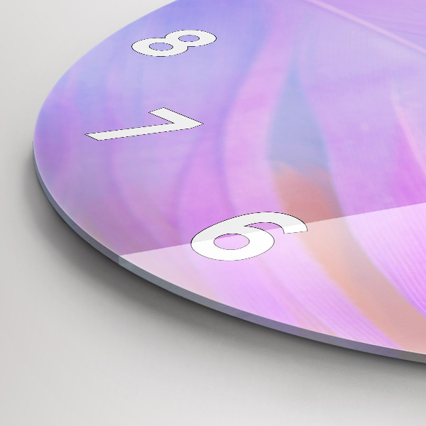 Round glass clock Colorful feathers