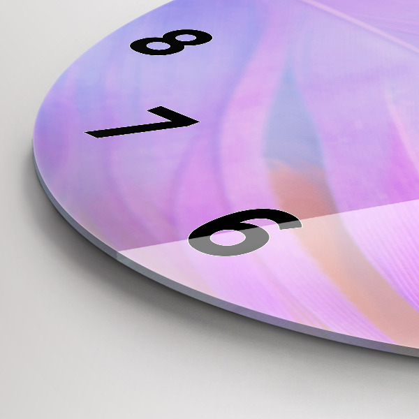 Round glass clock Colorful feathers