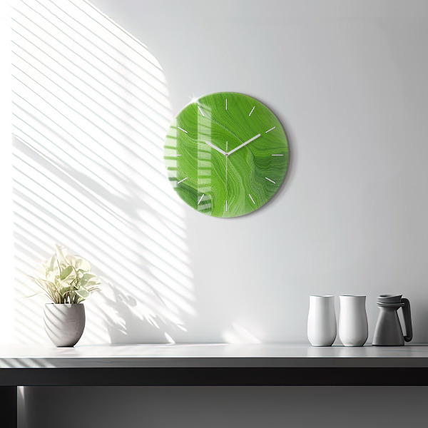 Round glass clock Modern waves