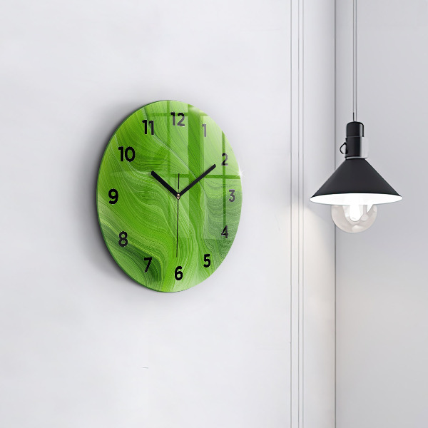 Round glass clock Modern waves