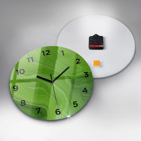 Round glass clock Modern waves