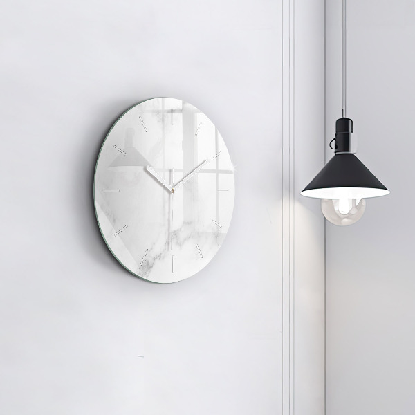 Round glass clock Elegant marble