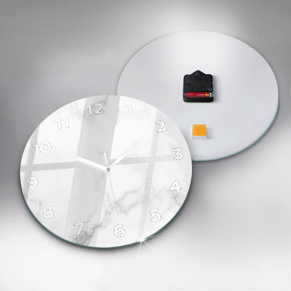 Round glass clock Elegant marble
