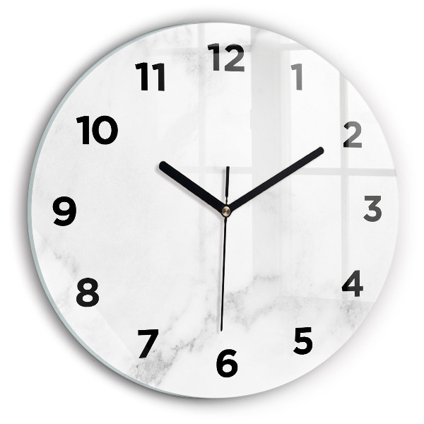 Round glass clock Elegant marble