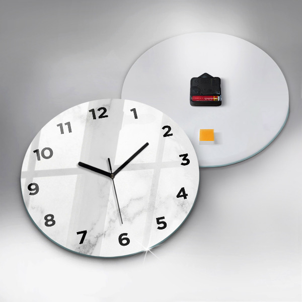 Round glass clock Elegant marble