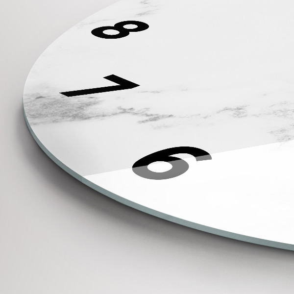 Round glass clock Elegant marble