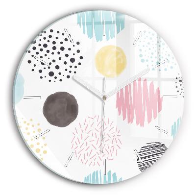 Round glass clock Geometric pattern