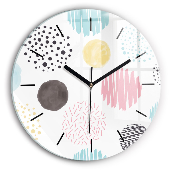 Round glass clock Geometric pattern