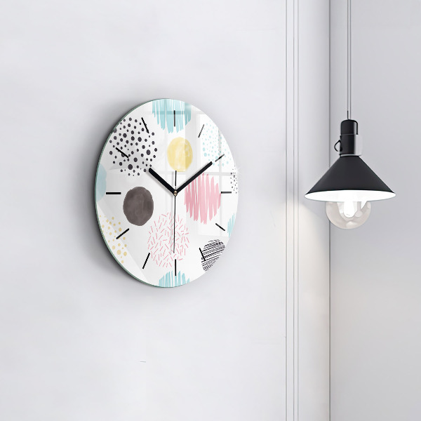 Round glass clock Geometric pattern