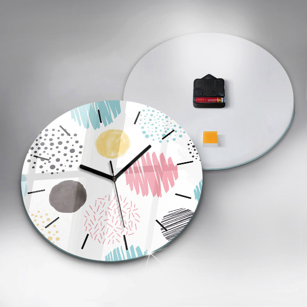 Round glass clock Geometric pattern