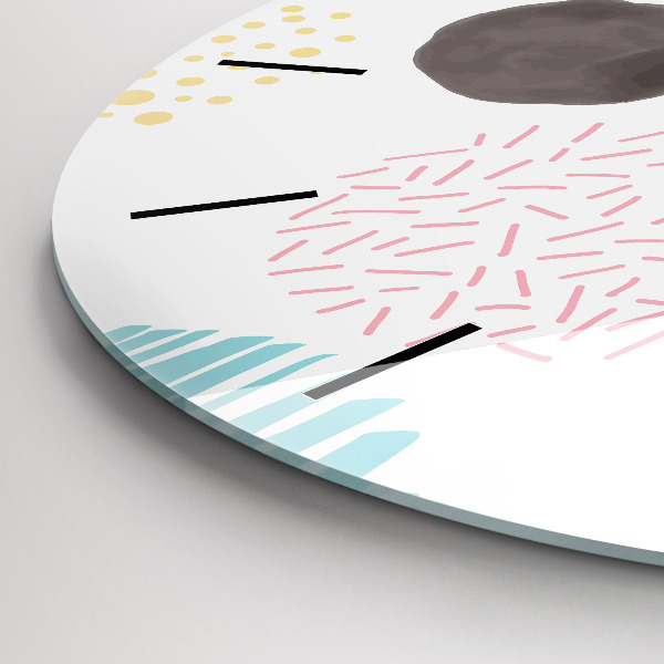 Round glass clock Geometric pattern