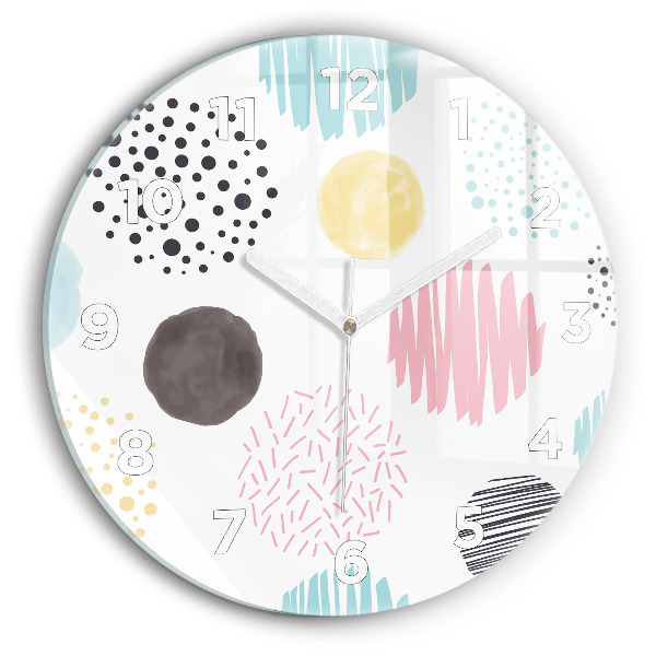 Round glass clock Geometric pattern