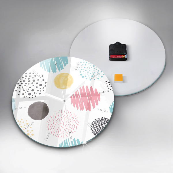Round glass clock Geometric pattern