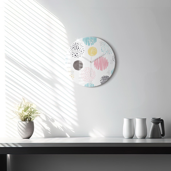 Round glass clock Geometric pattern