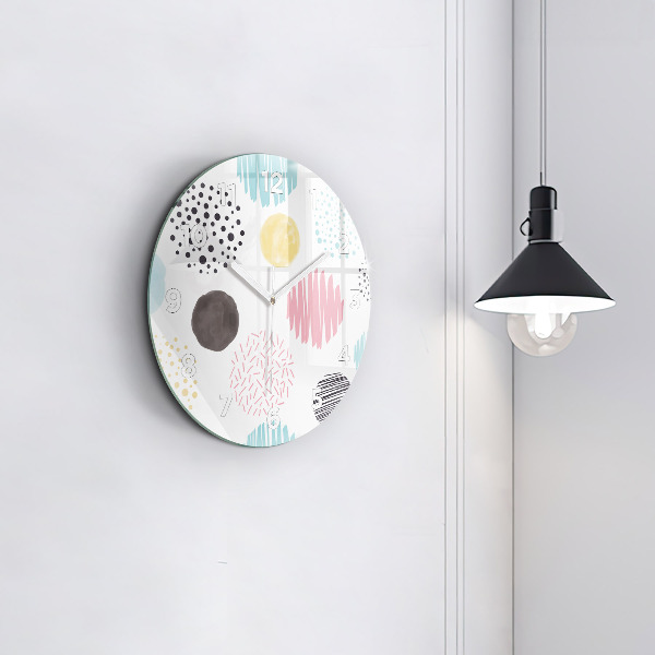 Round glass clock Geometric pattern