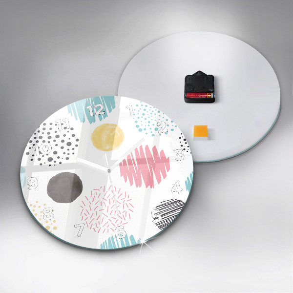 Round glass clock Geometric pattern