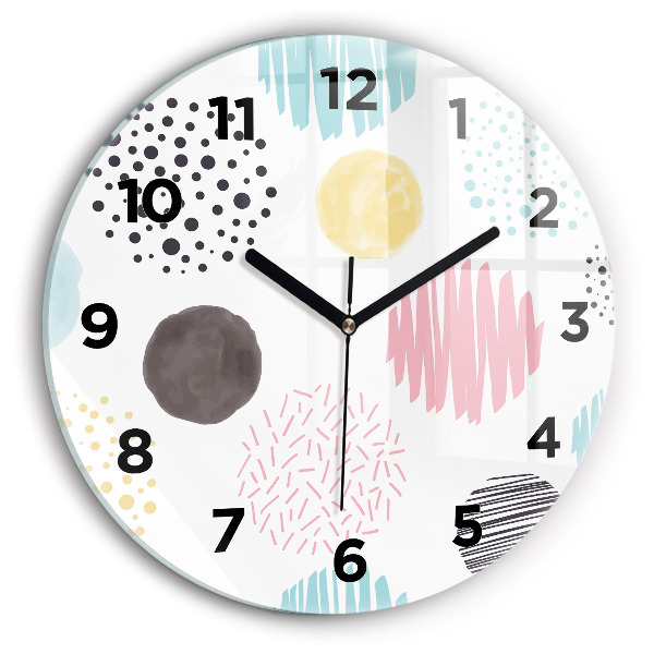 Round glass clock Geometric pattern