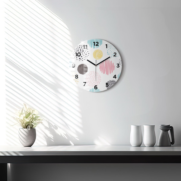 Round glass clock Geometric pattern