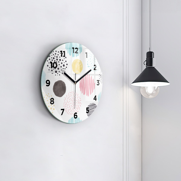 Round glass clock Geometric pattern