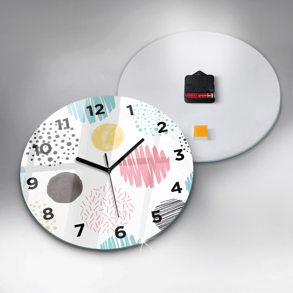 Round glass clock Geometric pattern