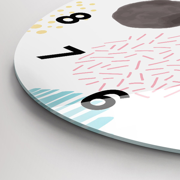 Round glass clock Geometric pattern
