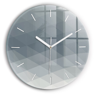 Round glass clock Gray abstraction