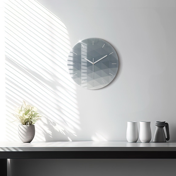 Round glass clock Gray abstraction