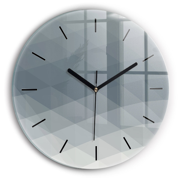 Round glass clock Gray abstraction