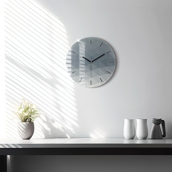 Round glass clock Gray abstraction