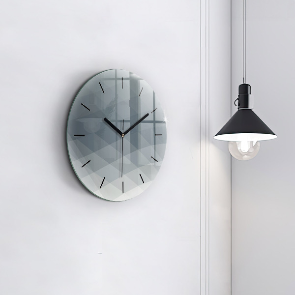 Round glass clock Gray abstraction