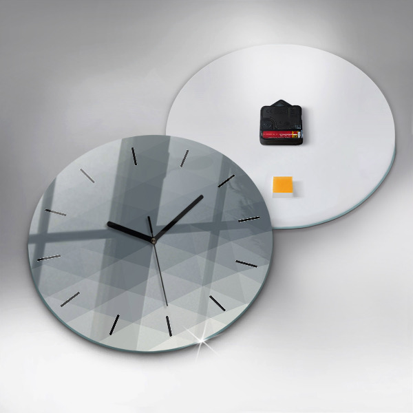 Round glass clock Gray abstraction