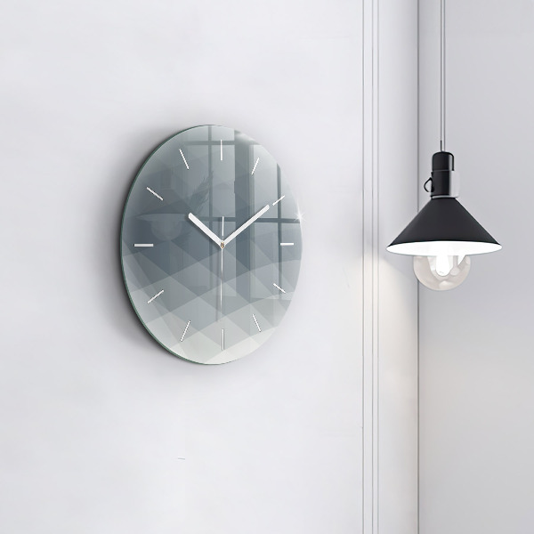 Round glass clock Gray abstraction