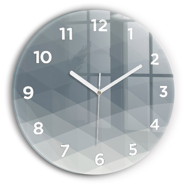 Round glass clock Gray abstraction