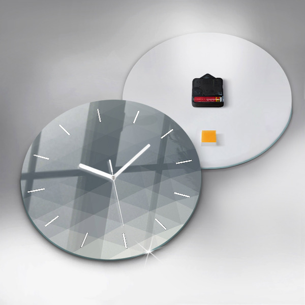 Round glass clock Gray abstraction