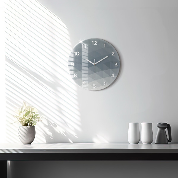 Round glass clock Gray abstraction