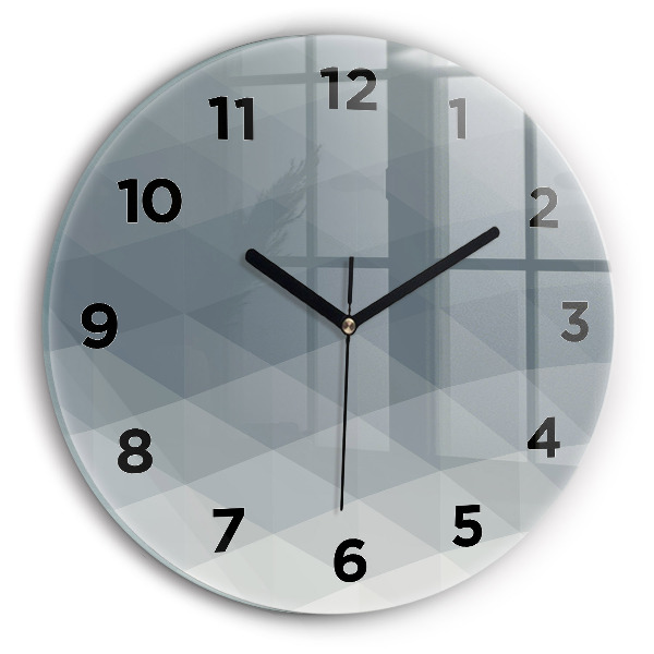 Round glass clock Gray abstraction