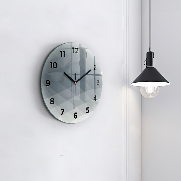 Round glass clock Gray abstraction