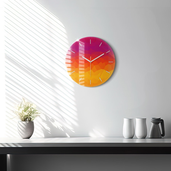 Round glass clock Colorful abstraction