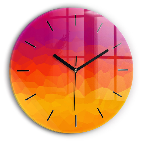 Round glass clock Colorful abstraction