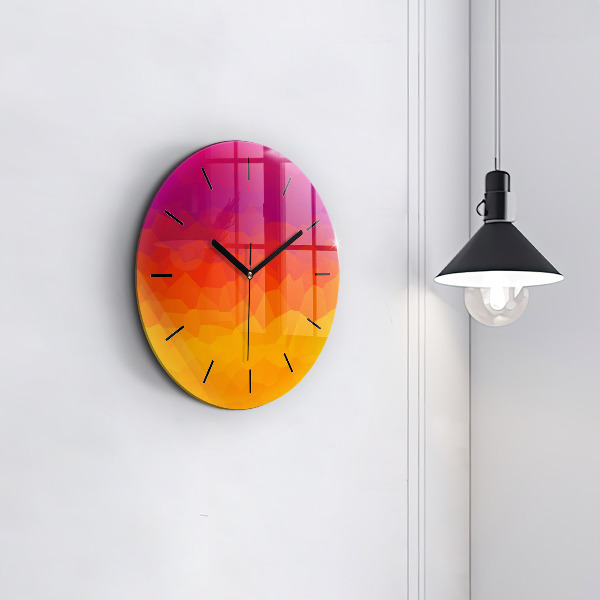 Round glass clock Colorful abstraction
