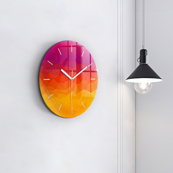 Round glass clock Colorful abstraction