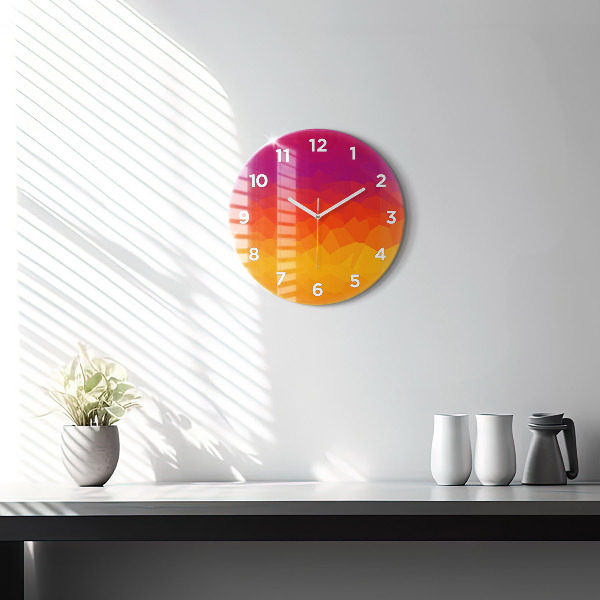 Round glass clock Colorful abstraction